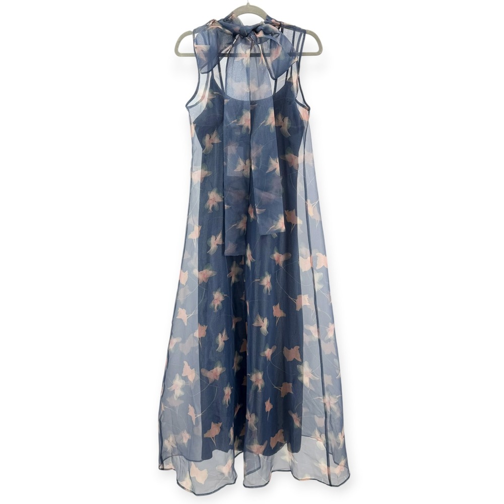 NWT CAARA Alette Maxi Halter Dress in Navy Flutter - Size Medium - Picture 9 of 12